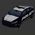 Black And White Police Car With Siren Lights And Exterior Design