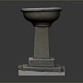 Classic Stone Water Basin Structure With Circular Bowl And Square Base Details 3d model