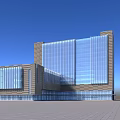 Modern Office Building With Glass Curtain Wall And Metal Stone Exterior Design