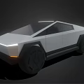 White Electric Pickup Truck With Geometric Design And LED Front Lights Black Tires
