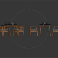 Modern Dining Furniture Set With Wooden Tables And White Cushioned Chairs