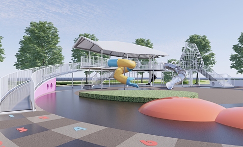 Modern children's play area 3d model