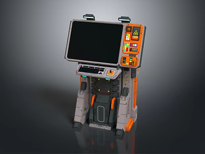 Portable Technical Device With Large Screen Orange Gray Design And Control Panel 3d model