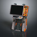 Portable Technical Device With Large Screen Orange Gray Design And Control Panel