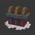 Classic Vintage Wooden Chest With Metal Accents Rivets And White Base