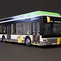 Modern City Bus with Green Roof White Body Yellow Accents and Large Windows