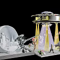 Mars Club Space Scene Model Featuring Astronaut Alien Creatures And Moon 3d model