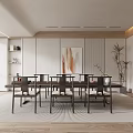 Modern dining table and chair combination 3d model