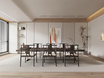 Modern dining table and chair combination 3d model