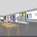 Modern Electronics Store Interior With Display Tables Shelves And Smartphones Laptops