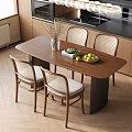 Middle ancient style dining table and chair combination dining table dining chair dining room chandelier 3d model