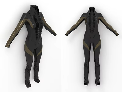 Future Technology Style Leather Clothing Women's Clothing Cyberpunk Women's Clothing 3d model