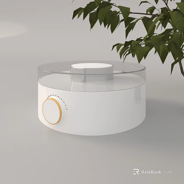White Modern Daily Use Appliance With Circular Knob Transparent Top And Green Plant 3d model 