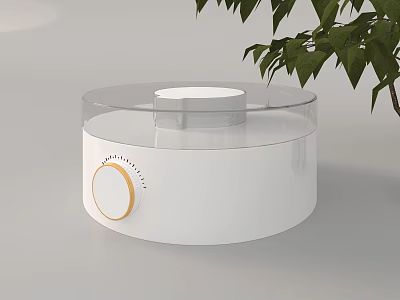 White Modern Daily Use Appliance With Circular Knob Transparent Top And Green Plant 3d model