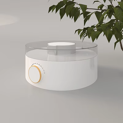 White Modern Daily Use Appliance With Circular Knob Transparent Top And Green Plant 3d model