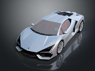 Sleek Silver Luxury Sports Car with Aerodynamic Design Sharp Lines Red Interior Open Top 3d model