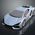 Sleek Silver Luxury Sports Car with Aerodynamic Design Sharp Lines Red Interior Open Top