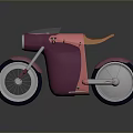 Modern Pink And Purple Motorcycle With Orange Seat Round Headlight And Black Wheels