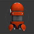 Red Robot Character Design With Round Head Glowing Eyes Metallic Body And Red Legs
