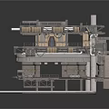 Industrial Mechanical Platform Structure With Metal Frames Pipes And Control Panels