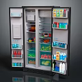 Open Door Refrigerator Freezer with Spacious Compartments Stocked Fresh Food Drinks