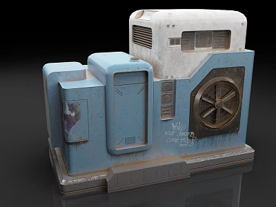 Blue And White Industrial Machine With Ventilation Fan And Control Panel 3d model