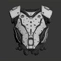 White Gray Metallic Protective Chest Plate With Multiple Rivets And Structural Design 3d model
