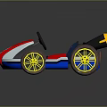 Red White Mario Go Kart Featuring M Logo Blue Seat Yellow Wheels