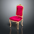 Elegant Red Velvet Upholstered Chair With Gold Accents And Ornate Legs