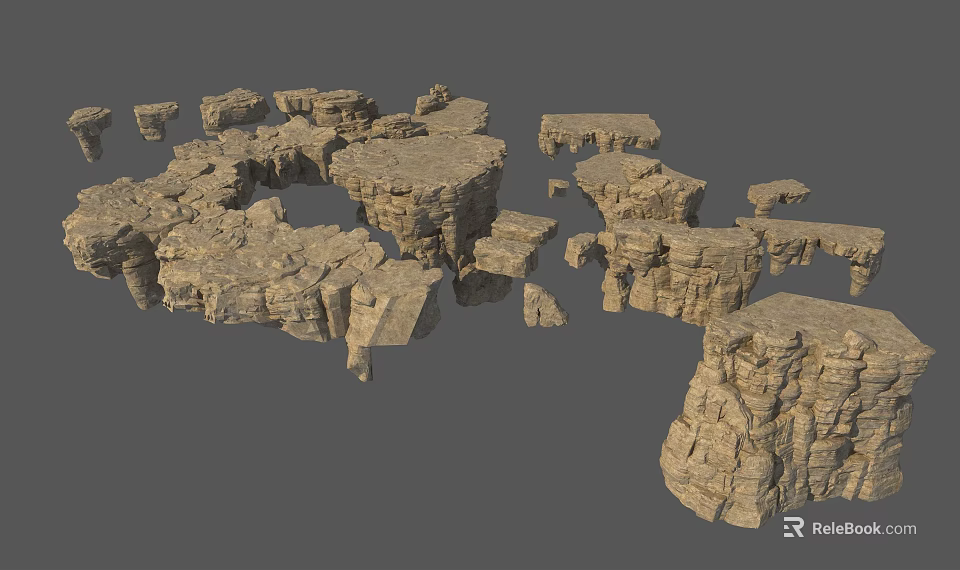 Natural Stone And Wood Materials With Various Shapes For Decorative Projects 3d model 