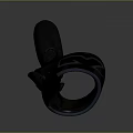 Black Circular Tech Accessory With Sleek Design And Button Details On Dark Background 3d model
