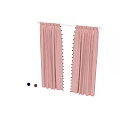 Elegant Soft Pink Fabric Curtains With Striped And Dotted Patterns Design 3d model