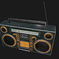 Retro FM Radio Boombox Speaker with Dual Striped Speakers Handle and Vintage Design