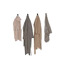 Soft Hanging Towels in Neutral Brown Gray Beige Tones on White Background