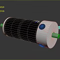Black And Silver Cylindrical Electric Motor With Metal End Caps And Rotating Shafts