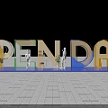 Colorful Open Day Art Installation with 3D Letters Outdoor Blue Sky White Clouds People Interaction