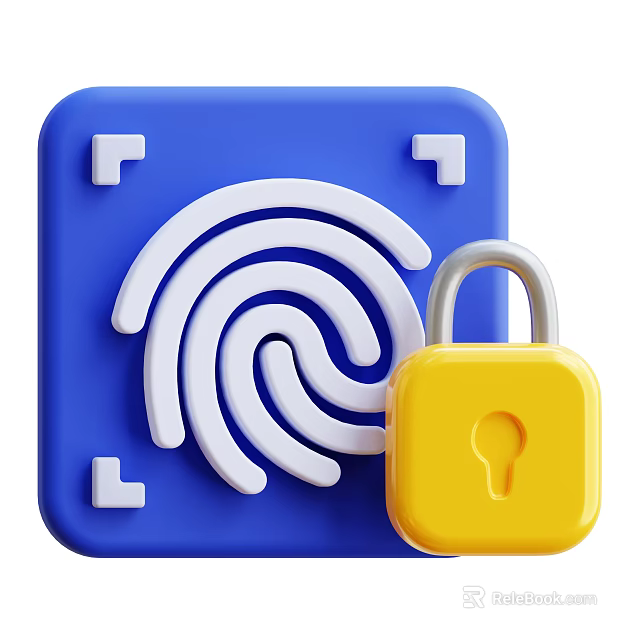 Decorative Ornament Set With Fingerprint Design And Yellow Lock For Home Decor 3d model 