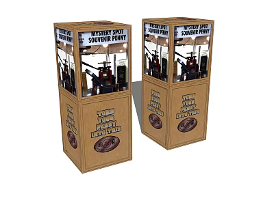 Wooden Display Shelves With Souvenir Penn Coin Operated Design Glass Door Fun For All Ages 3d model