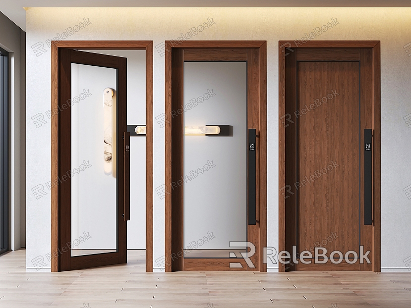 Modern door combination modern concierge door bedroom door wooden door light luxury door office store face door glass door model