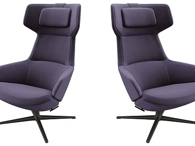 Modern Purple Upholstered Accent Chair with High Back and Swivel Base Set of Two 3d model
