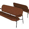 Brown Fabric Multi Seat Sofa With Black Metal Legs And Armrests Modern Design