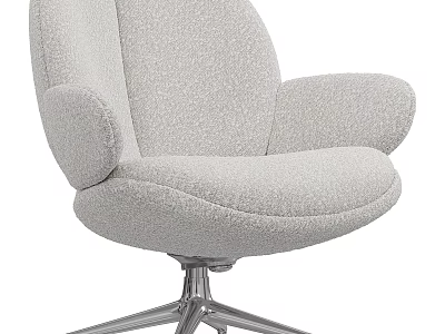 Light Gray Upholstered Single Sofa With Comfortable Seat And Metal Swivel Base 3d model