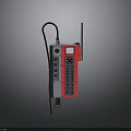 Red And Black Electronic Control Panel With Display Screen Buttons Antenna And Cable