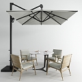 Modern table and chair combination retractable awning 3d model