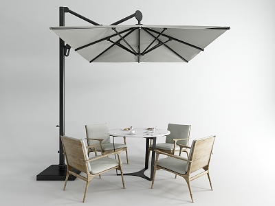 Modern table and chair combination retractable awning 3d model