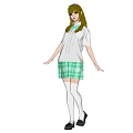 Woman in White Shirt and Green Plaid Skirt with Green Bow Tie and White Stockings