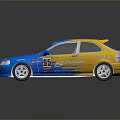 Blue Yellow Racing Car With Number 05 Dunlop Pirelli Sponsors And Team Logos
