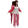 Two People Dressed In Sporty Pink White Red Casual Outfits