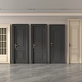 Different Style Hinged Doors In Modern Interior With Dark And Beige Finishes