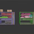 Metal Storage Shelves With Folded Clothes Boxes And Drawers For Organizing